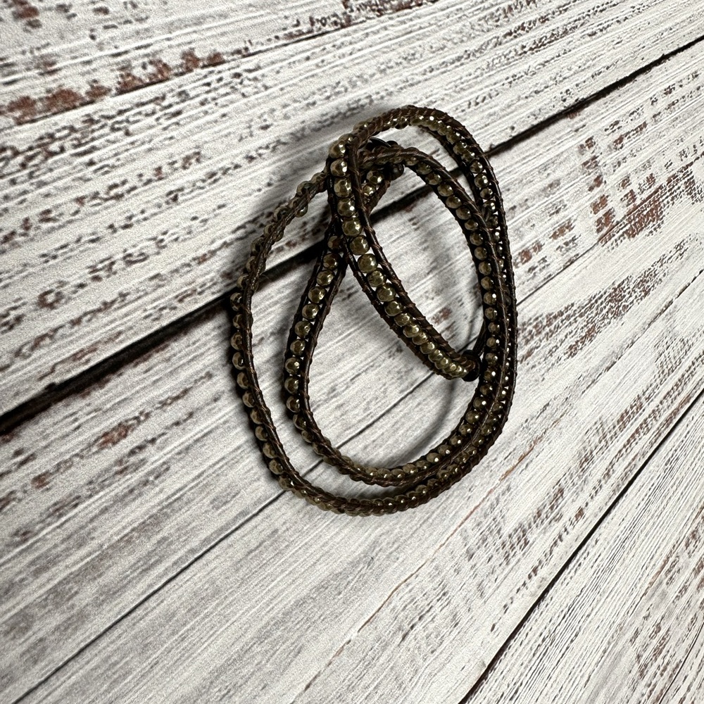 🌟 Leather Wrap Bracelet With Brass Plated Beads 🌟